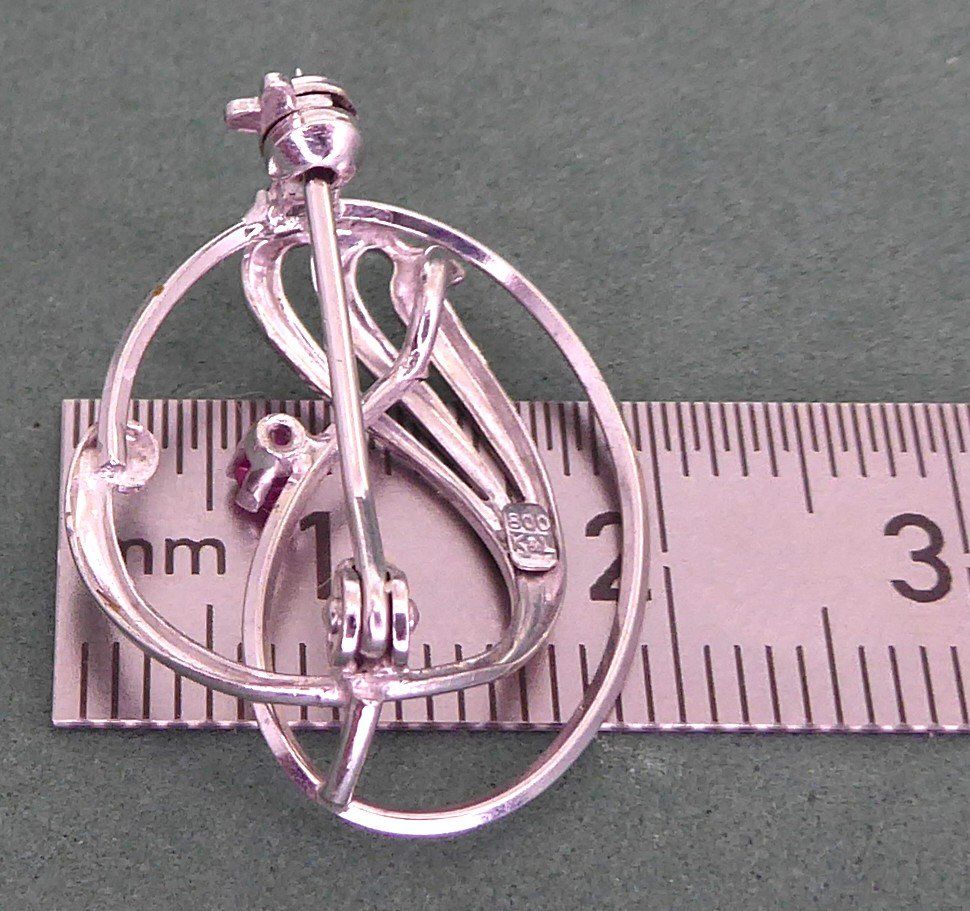 Spille & Fermagli: Brosche 800 Silber mit echtem Spinell Stein, um 1975 – Usato da Muri AG venduto da silvermouse007 2