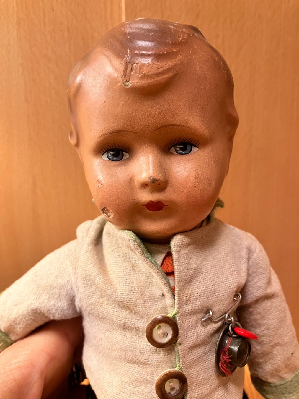 Bambole: Puppe: Junge, mit Stoffkörper, Sonnenberg, ca. 80 Jahre alt – Usato da Zürich venduto da ancillaschmidhauser 1
