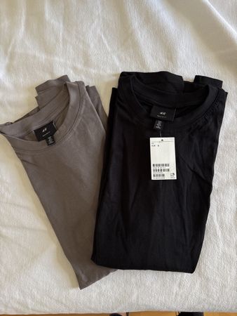 H&M T-Shirts (2) - Black & Grey