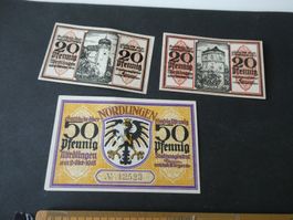 Dt. Reich, Nördlingen - 3 Notgeldscheine