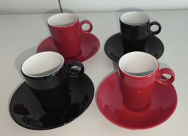 4 Espresso Tassen schwarz / rot von Annaburg