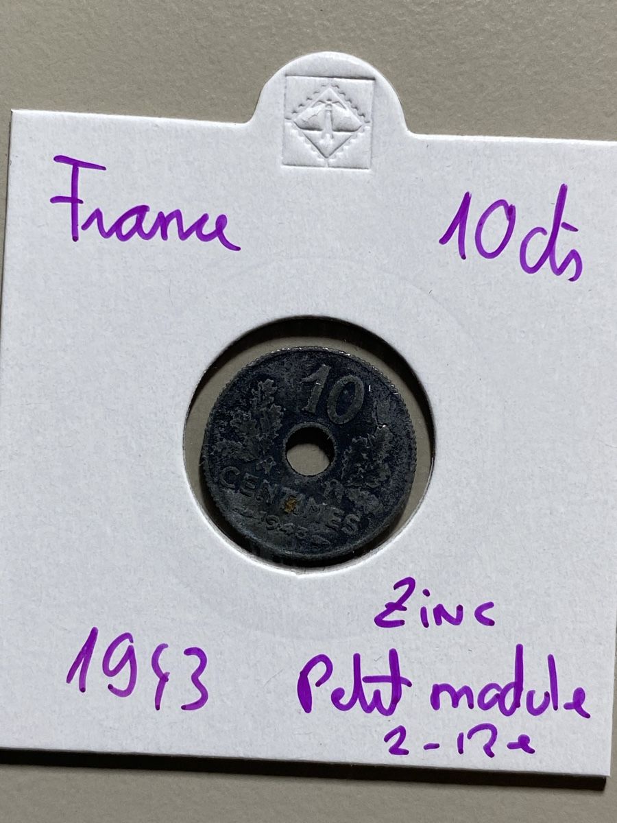 Tutti le monete: France - 10 centimes - 1943  – Usato da Payerne venduto da Mike1682