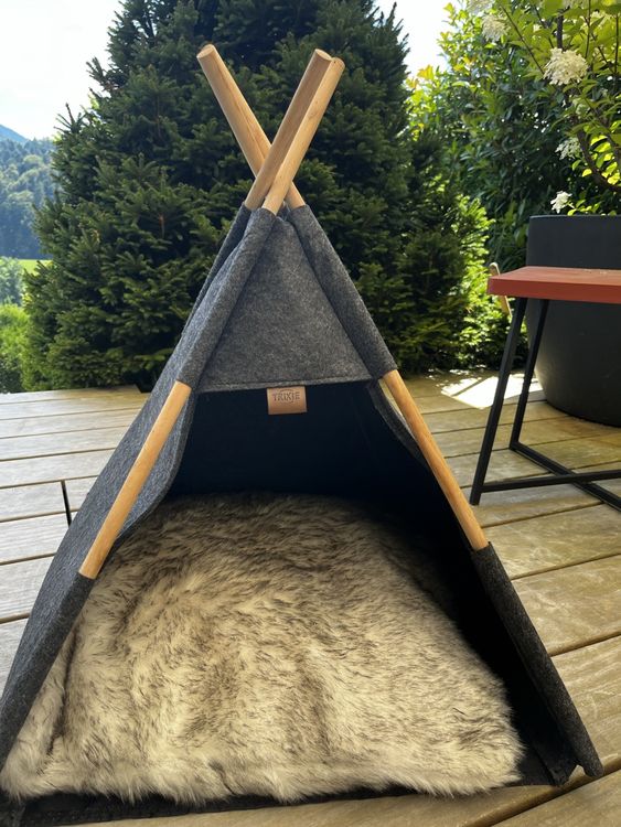 Tipi Zelt Für Katzen Und Hunde - Wasserdichtes Haustierbett Mit Kissen 40x40cm