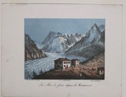 Mer de Glace Mont  Blanc Tonlithographie von Briquet