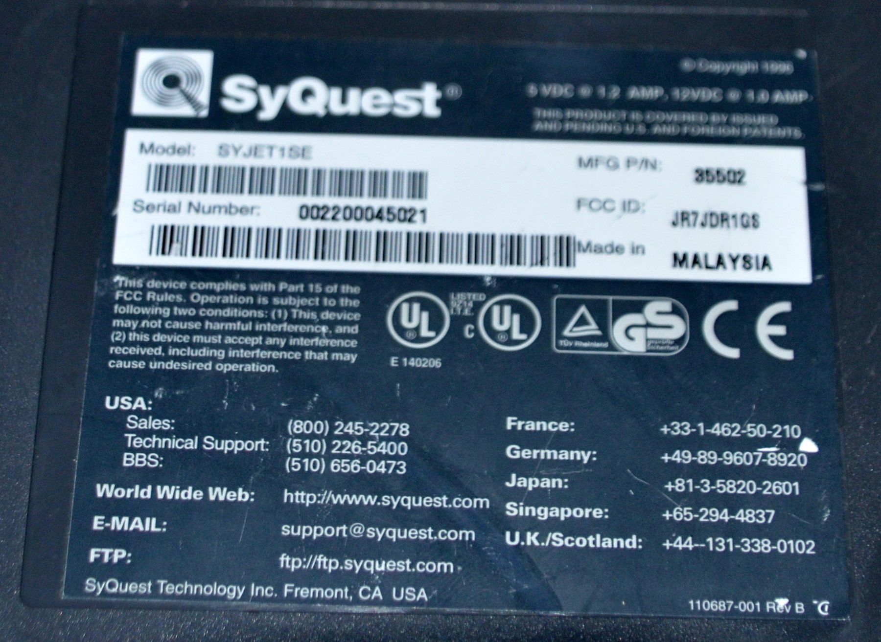 Dischi rigidi: SyQuest SyJet 1.5GB External Drive – Usato da Collonges venduto da arashee 4