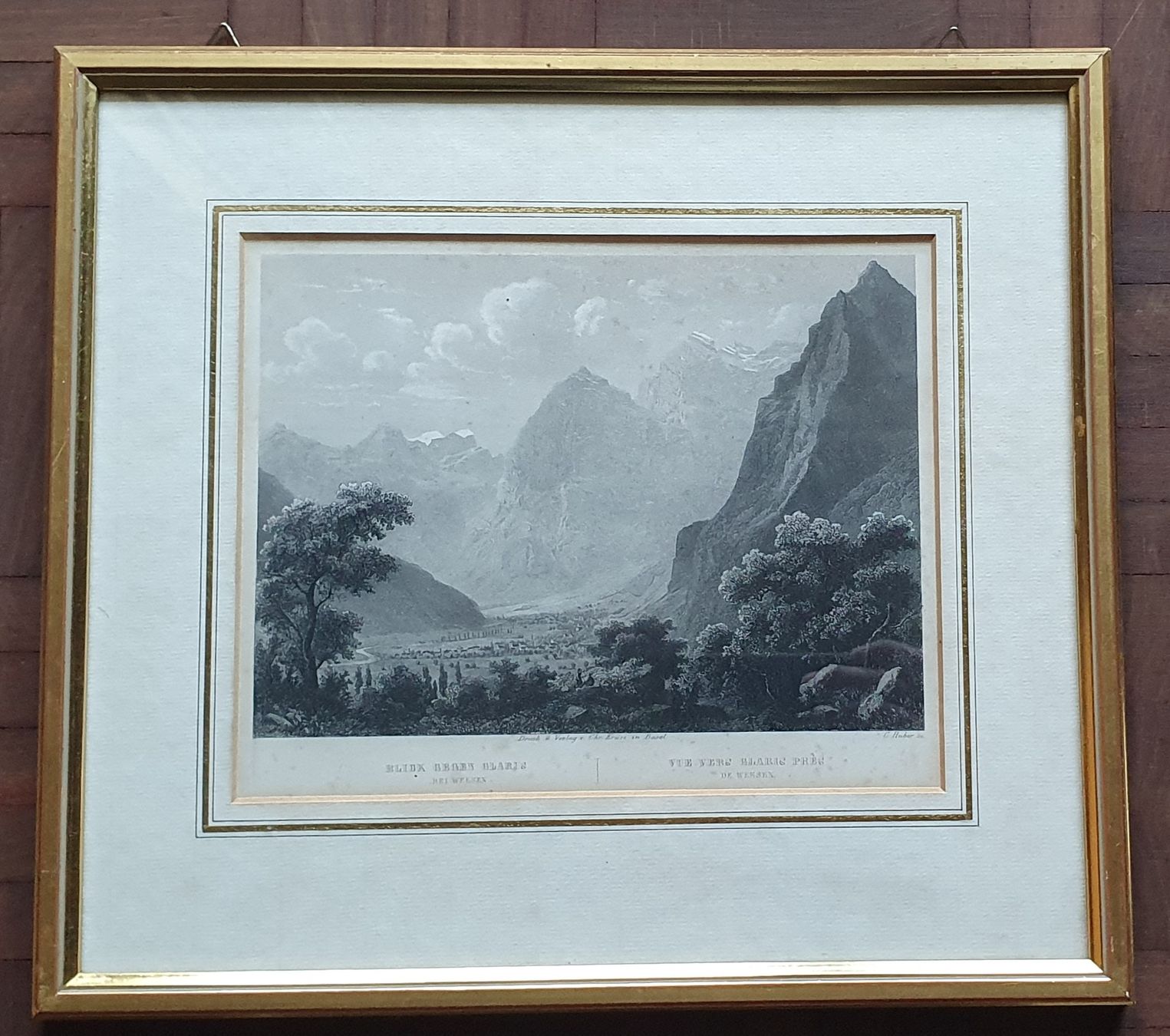 Stiche: Bild - Stahlstich,  Blick gegen Glarus, bei Weesen – Gebraucht aus Kreuzlingen von Rschweiz1