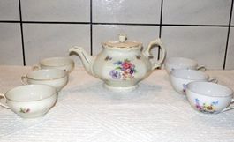 Teekanne mit 6 Tassen, Bavaria Royal und H.H. Porzellan