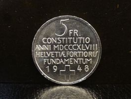 5 Franken Gedenkmünze Silber 1948