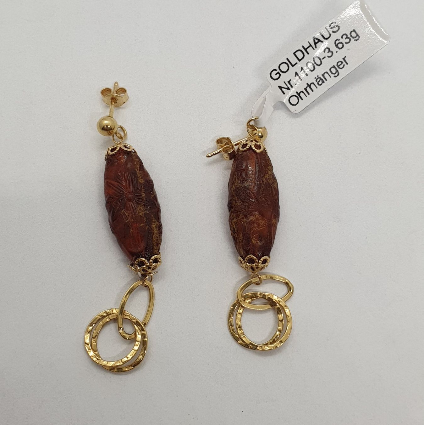 Orecchini pendenti & Orecchini a lobo: Echt 18K Gold - Bernstein Ohrhänger – Usato da Luzern venduto da Luzern-Goldhaus