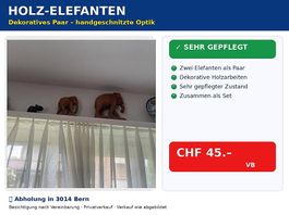  Holz-Elefanten  dekoratives Paar