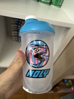 Holy Shaker Becher blau weiss Kunststoff guter Zustand neu!