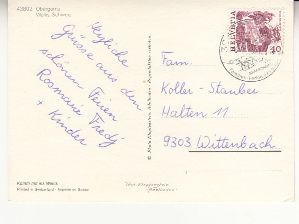 Cartoline postali: Goms 1979 – Usato da Bürglen TG venduto da StampGraf 1
