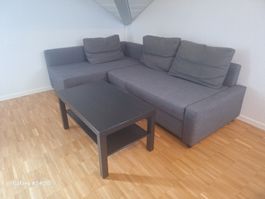 Gratisofa mit Bettfunktion und Klapptisch, grau, top Zustand