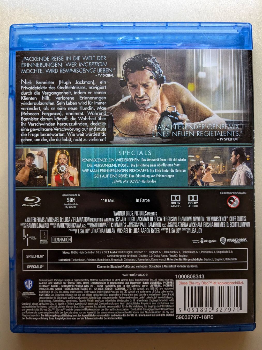 Tutti i DVDs: "Reminiscence" mit Hugh Jackman [Blu-ray] – Usato da Port venduto da gecotom 1