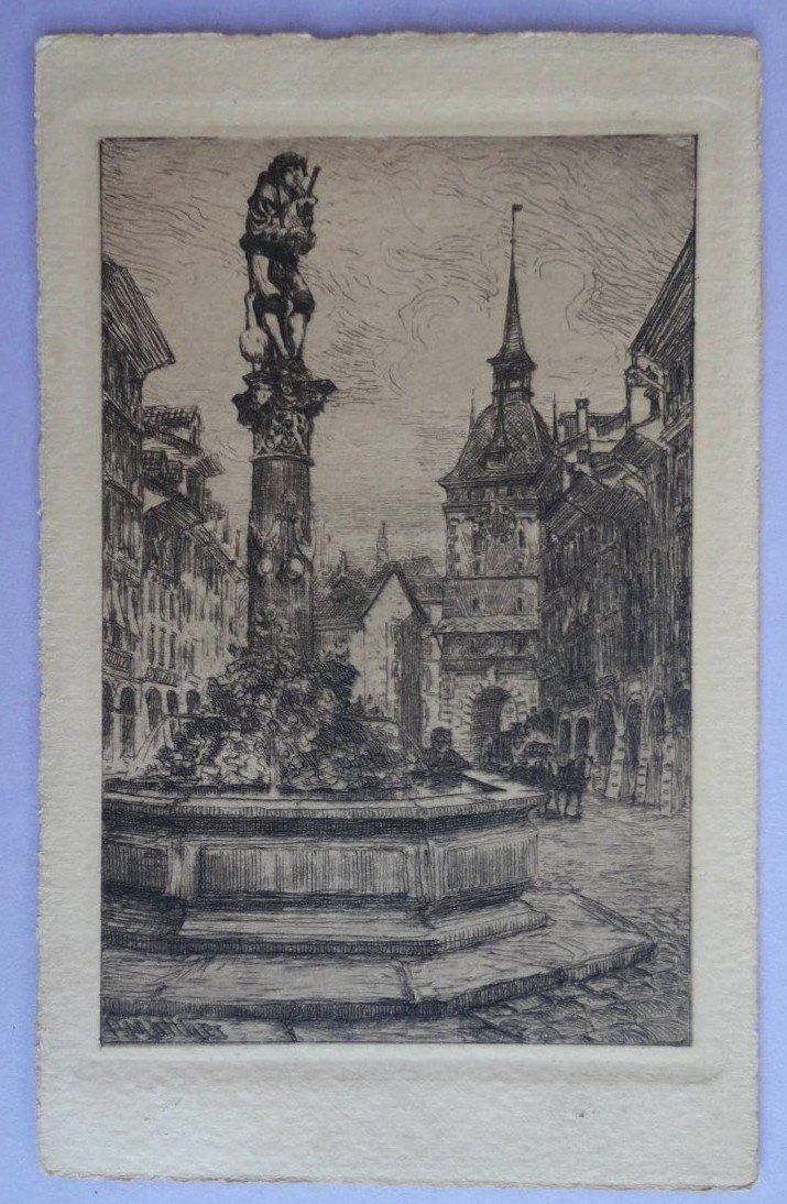 Cartoline postali: Alt-Bern, Dudelsackpfeiferbrunnen – Usato da Fétigny venduto da Billy2miny