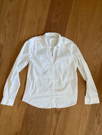 Damenbluse weiss mit schwarzen Punkten gebraucht