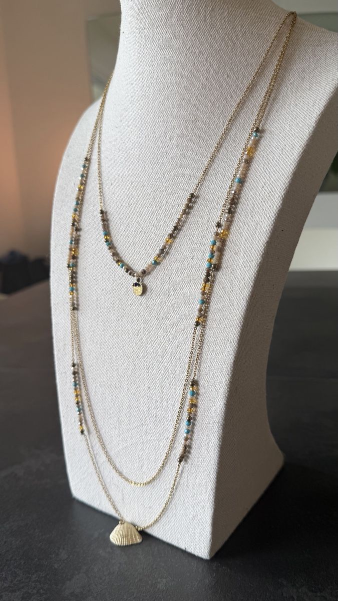 Catenine: Collier multi-rangs doré RS avec perles état neuf – Usato da Nyon venduto da stylevintage79 2