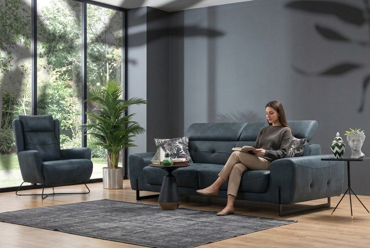 Sofas: Sofagarnitur 2 tlg Dreisitzer Sofa Couch Wohnzimmer – Neu und originalverpackt aus Zug von jvmoebel-schweiz 6