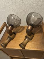 Paire d'applique bois et verre fumé vintage 2 lampes
