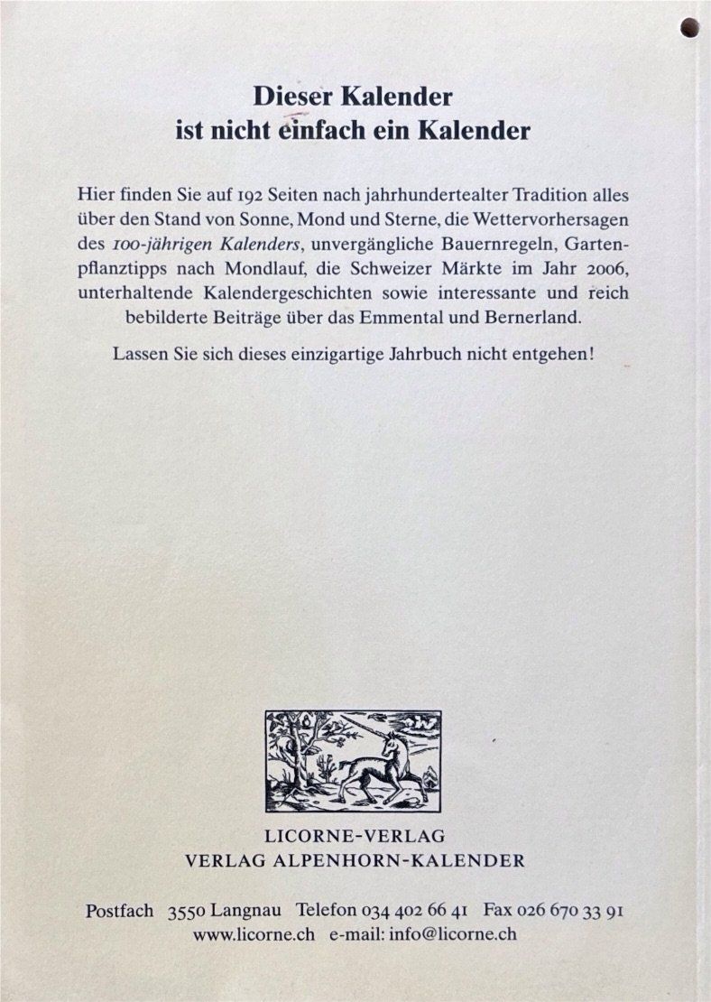 Libri: Alpenhorn-Kalender 2006 – Usato da Sarnen venduto da Livres 1