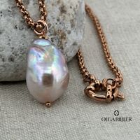 Edelstahl rosevergoldet 60 cm Kette mit Barockperle