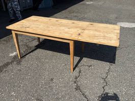 Biedermeier Tisch, Tanne patiniert, 150 x 90 cm + 60 cm