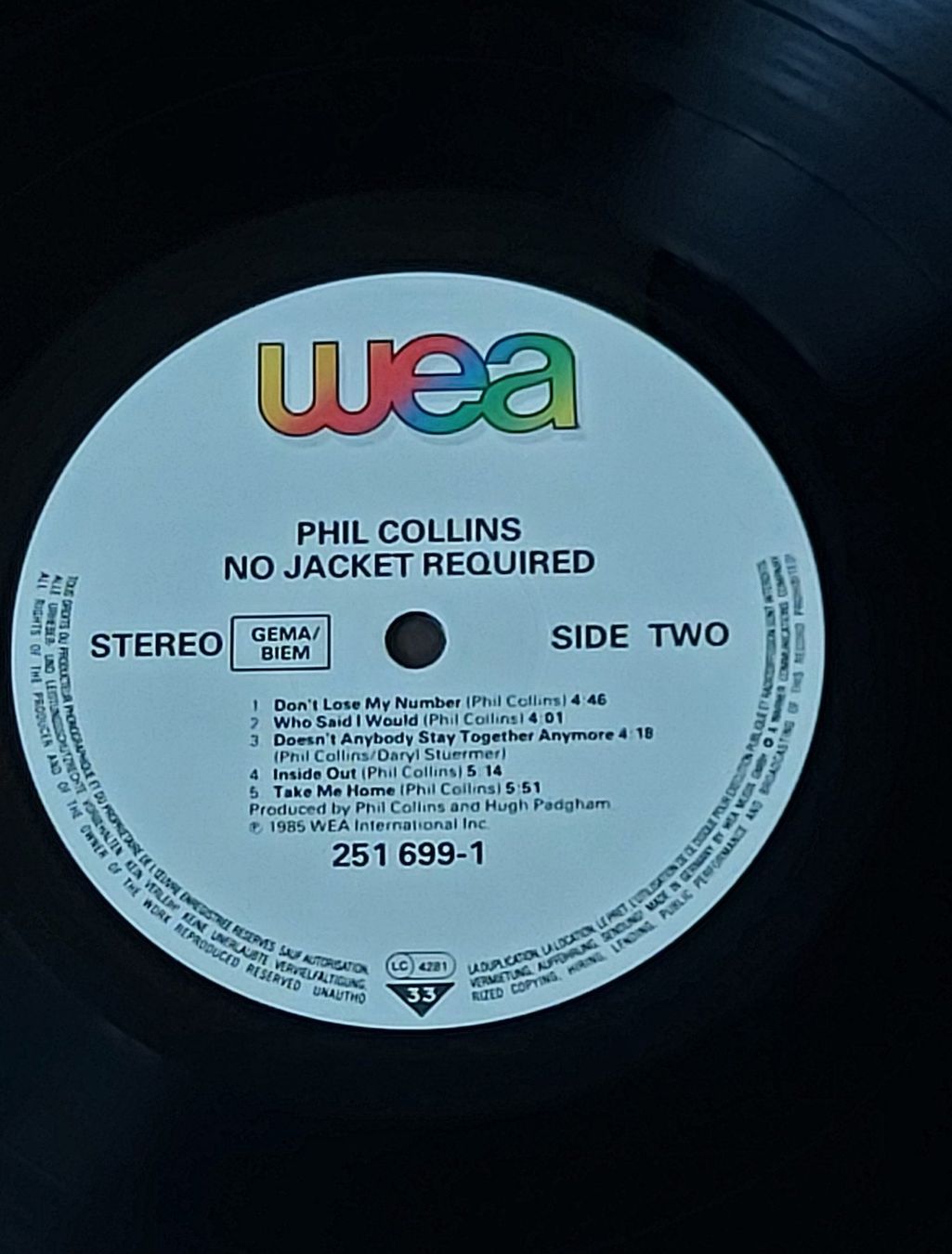 Dischi in vinile: LP - PHIL COLLINS - NO JACKET REQUIRED – Usato da Steckborn venduto da Quo7 2
