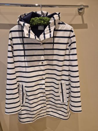 Crane Regenjacke, Gr. 44/46 weiss/blau gestreift