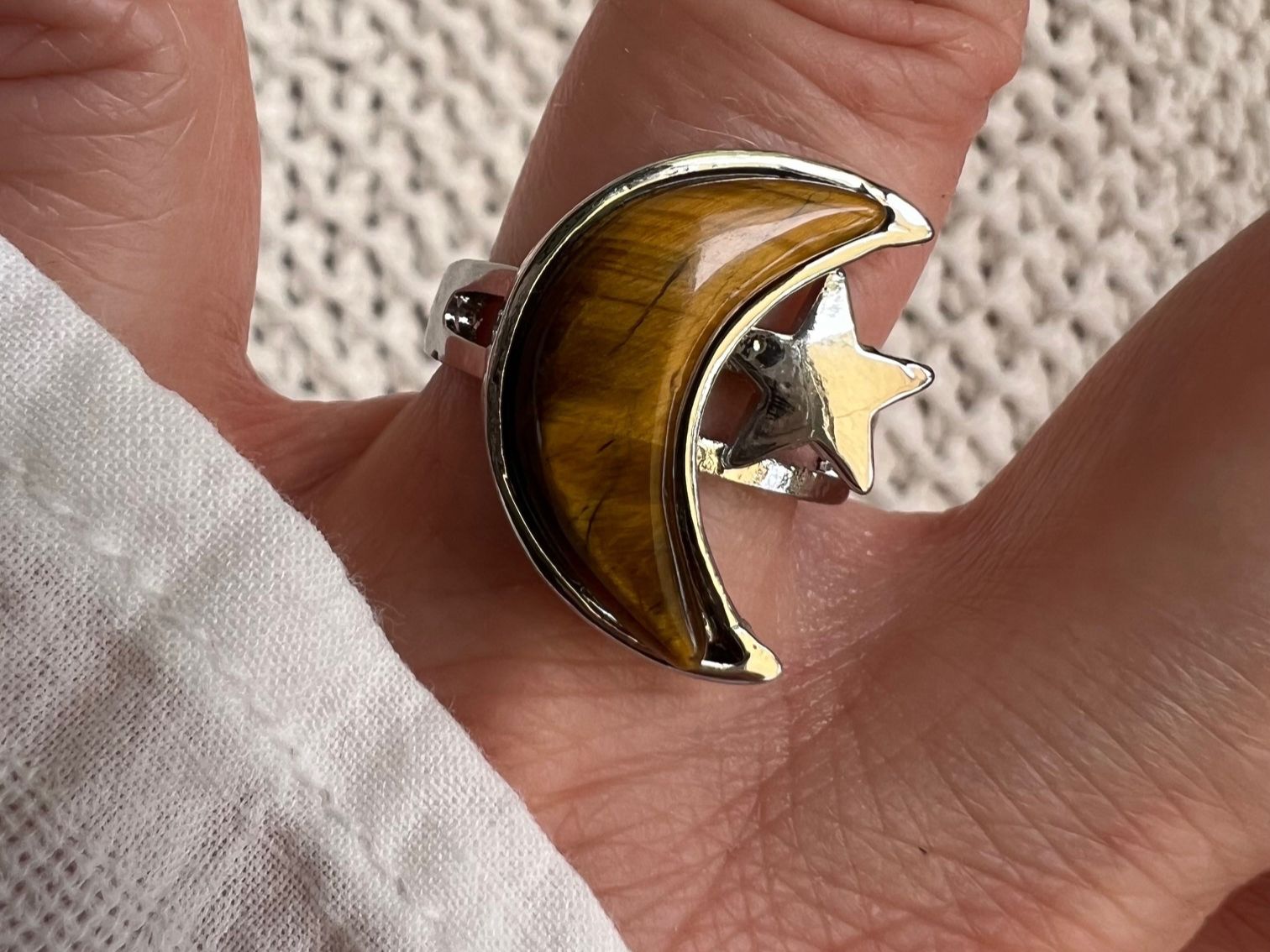 Anelli: Bague Lune avec pierre oeil de tigre – Nuovo (secondo la descrizione) da Pully venduto da sunaddict