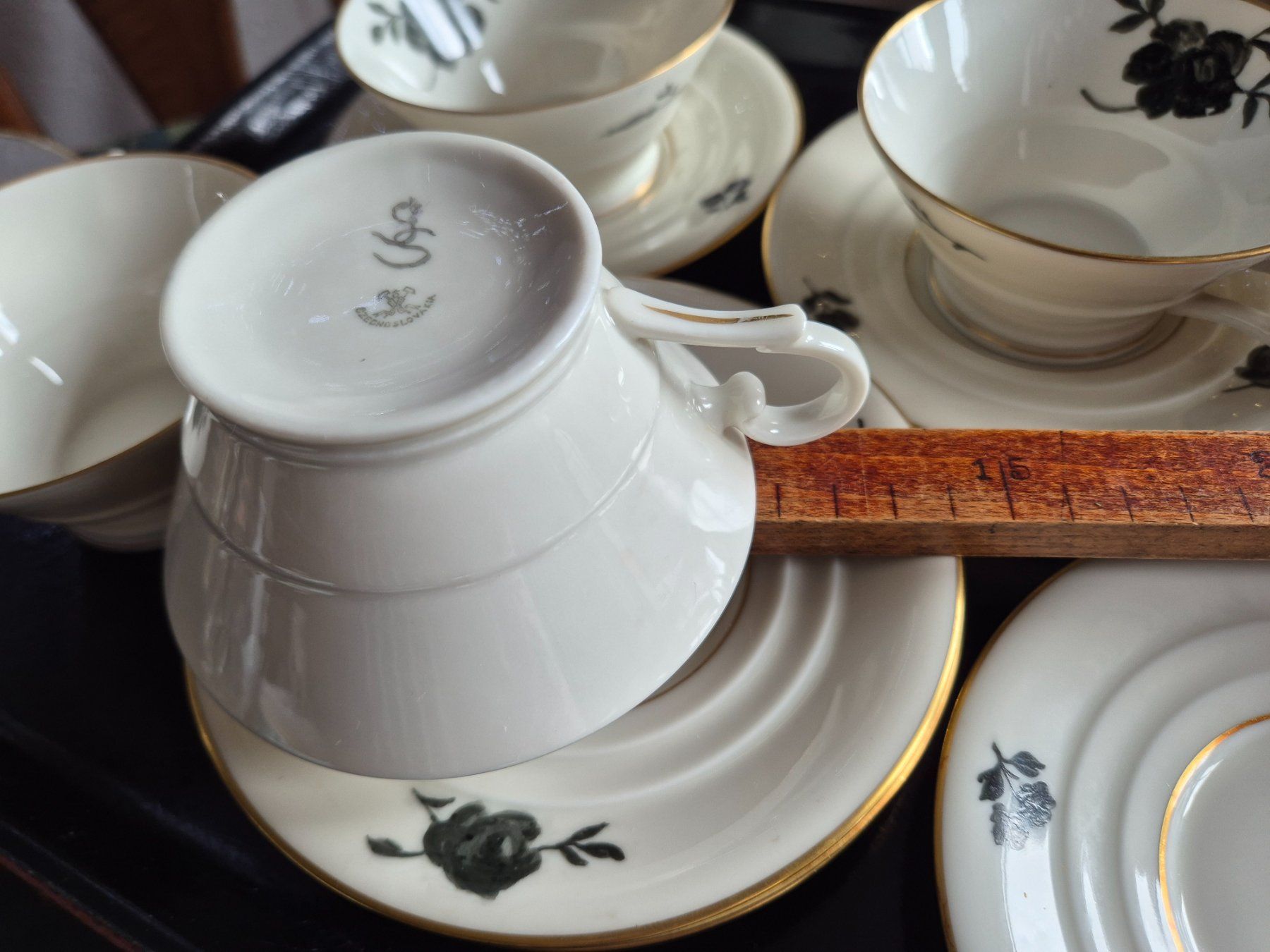 Tazze: 6 Vintage Teeservice, Rosenmuster, Goldrand, – Usato da Bern venduto da aronari 8