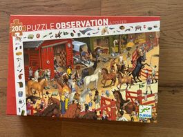 Puzzle 200 Teile, Reiten, Djeco Observation ab 6 J.