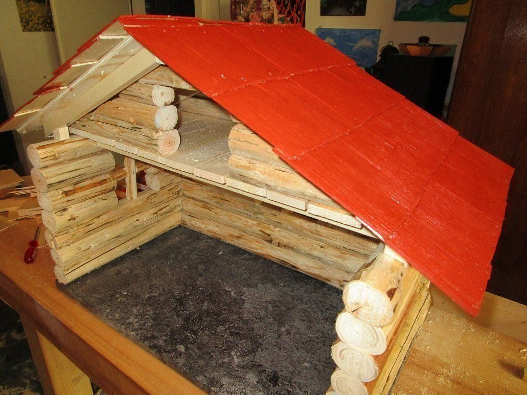 Articoli in legno: Krippe im Blockhausstil – Nuovo (secondo la descrizione) da Erlinsbach venduto da Bgig 4