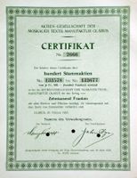 AG der Moskauer Textil-Manufaktur, Glarus - 1923 (100er)
