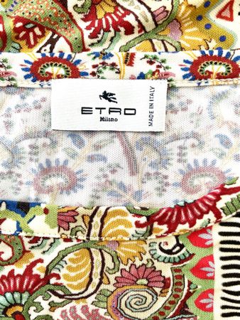 ETRO Milano Jersey T-Shirt Top Multicolor Paisley Patchwork