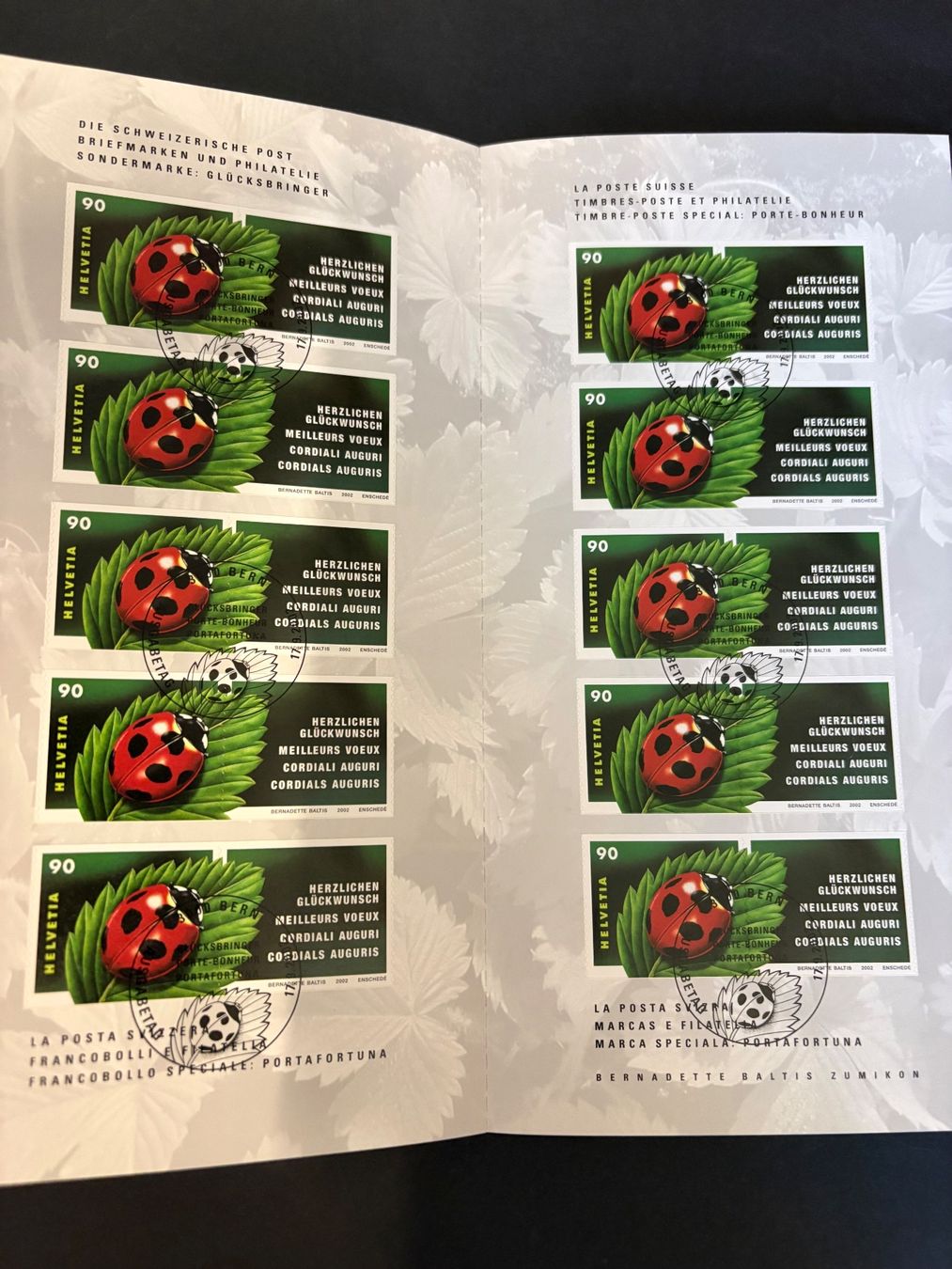 Alle Briefmarken: Briefmarken Glücksbringer Marienkäfer 2002 – Gebraucht aus Steinmaur von Nicorutishauser 1