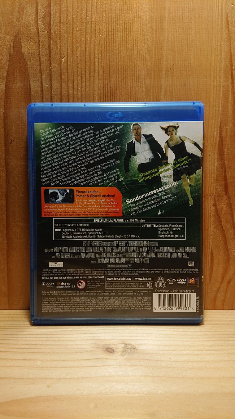 IN TIME Deine Zeit Läuft ab Blu-Ray mit Justin Timberlake (Gebraucht ...