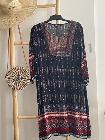😎🏖️😎Robe d'été "Ibiza Style" bleu imprimé L-XL, Neuf