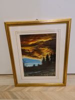 Gemälde "Abendrot über Wald" von Silvio, Jahr 1985