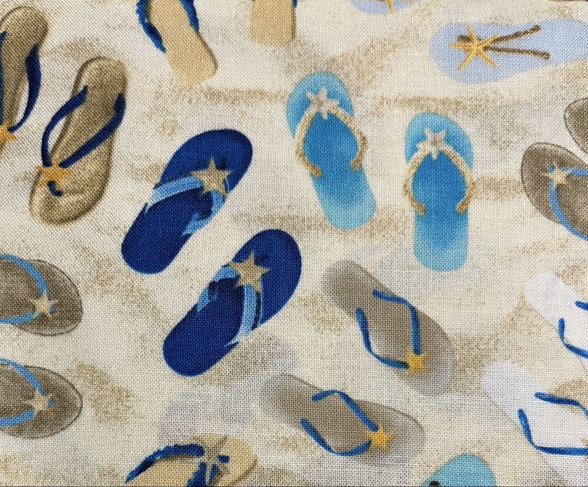 Stoffe: Patchworkstoffe 3er Set Flipflops-Sandstrand-Muscheln – Neu (gemäss Beschreibung) aus Seuzach von KreativmitStoff 8