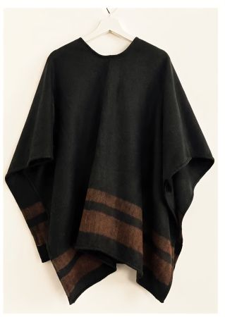 Poncho Anna Field - noir & camel