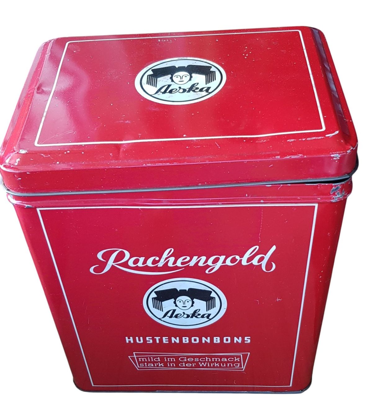 Barattoli: Blechdose 1950er - Rachengold Hustenbonbons – Usato da Mörschwil venduto da antiksalon