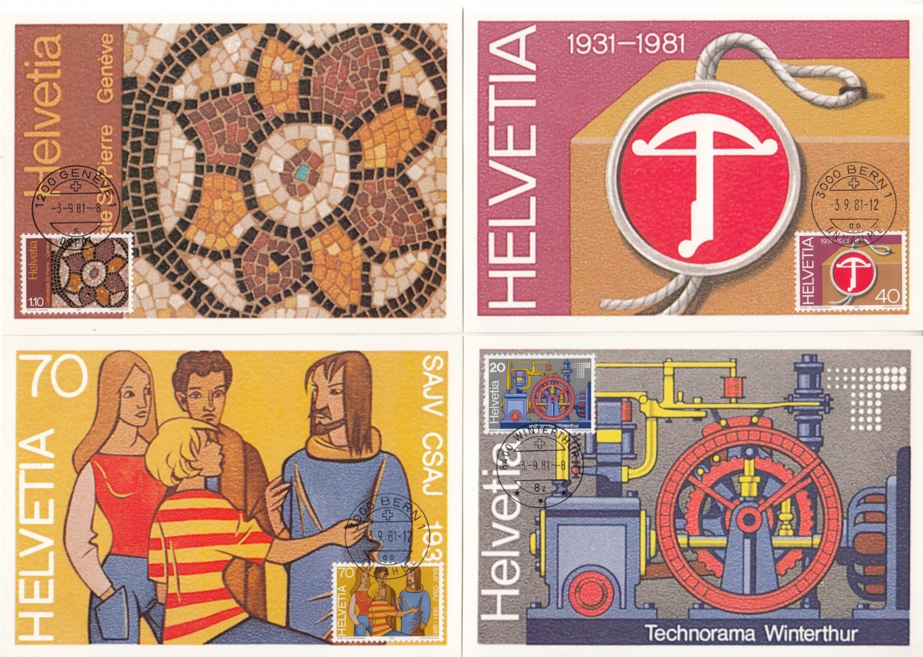Alle Briefmarken: SBK 656 - 659 auf MK mit ET Ortsstempel – Gebraucht aus Bürglen TG von StampGraf 1