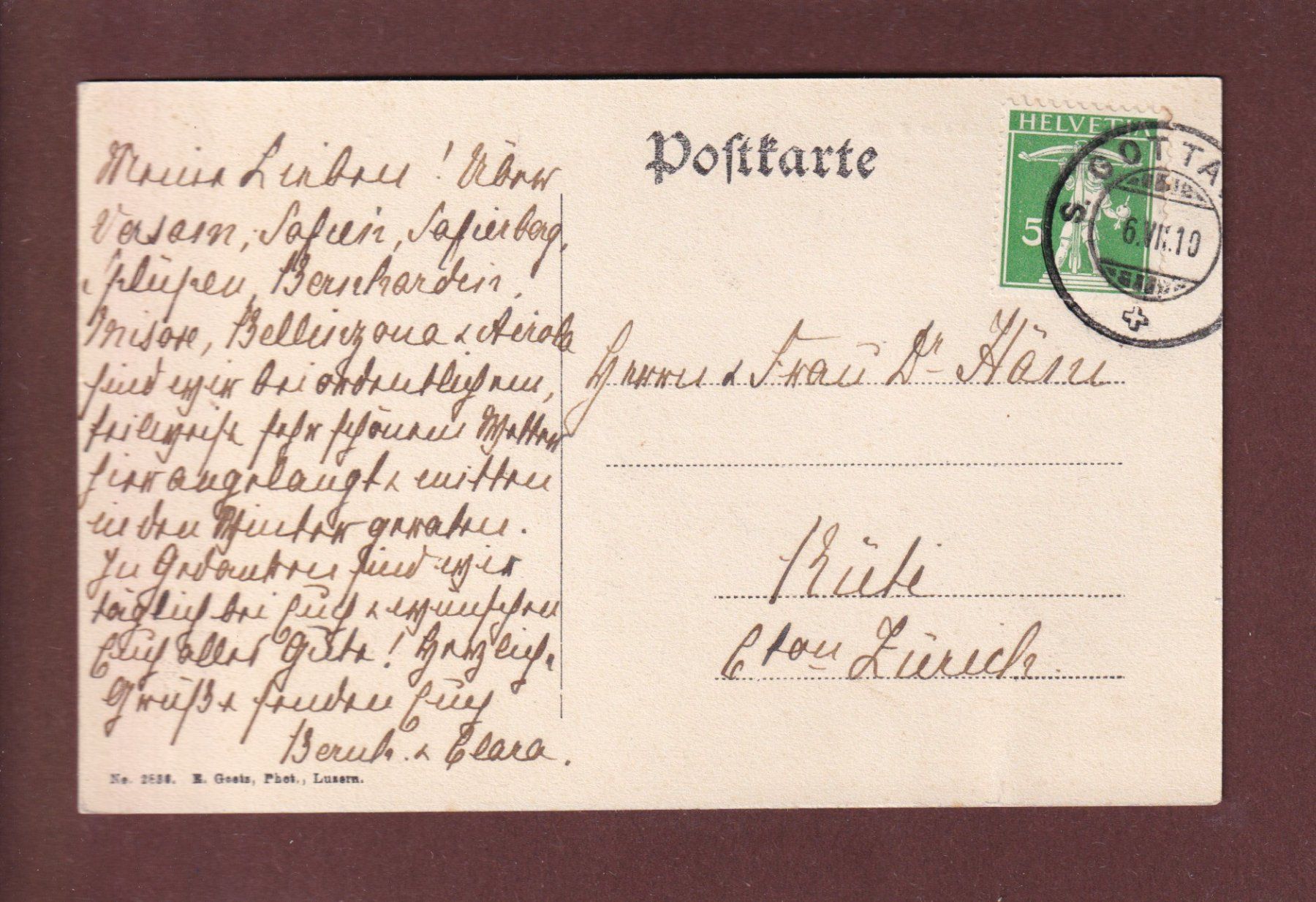 Cartoline postali: GOTTHARD-HOSPIZ - 1910 – Usato da Pully venduto da nicecards 1