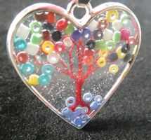 Pendentif cœur "Arbre de vie" multicolore, neuf!