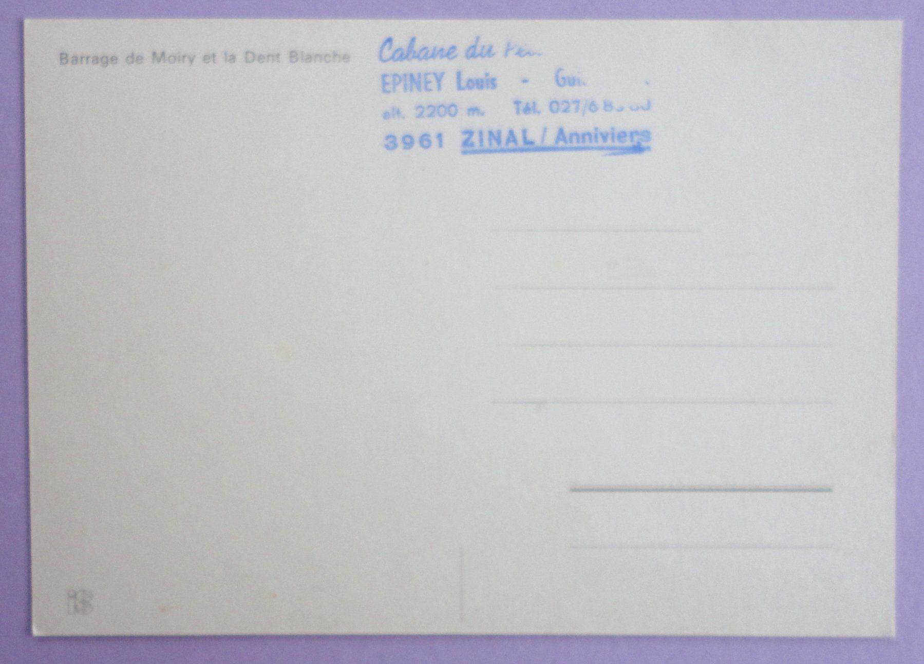 Cartoline postali: Barrage de Moiry et la Dt. Blanche – Usato da Fétigny venduto da Billy2miny 1