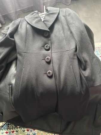 Cinzia Rocca Mantel Loro Piana Wolle schwarz 4 Knöpfe