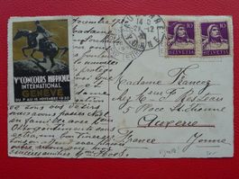 1921: Pferd-Vignette auf Postkarte von GENEVE, selten.
