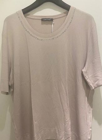 Shirt, beige mit Glitzersteinchen, neu, Gr. 48