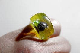 Vintage Space-Age - Ring mit Muschel, Seestern, Seeigel, usw
