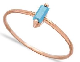 Ring 925 Silber roségold Baguette rechteckig fein türkis 57